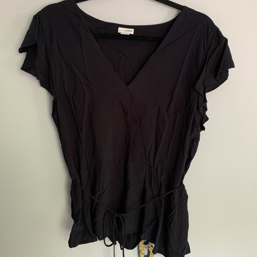 J. Crew Flutter Sleeve Faux Wrap Top